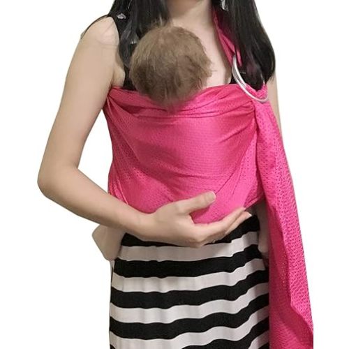 Baby Water Ring Sling Carrier | Lightweight Breathable Mesh Baby Wrap for Infant, Newborn, Kids and Toddlers | Perfect for Summer, Swimming, Pool, Beach | Great for Dad Too Rose