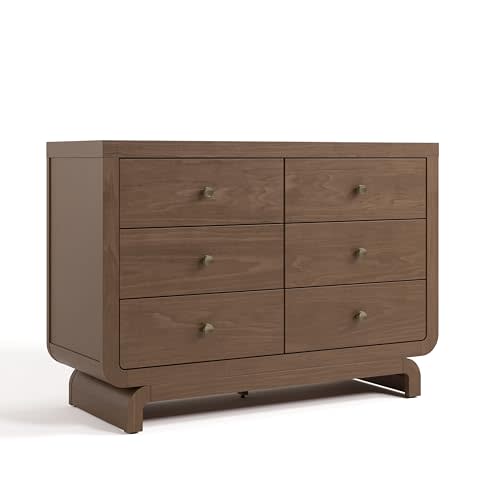 Storkcraft Santorini 6 Drawer Double Dresser (Hazelnut) - GREENGUARD Gold Certified, Interlocking Drawer System, Dresser Drawer Organizer for Kids Bedroom