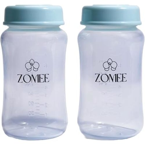 Zomee Breast Milk Storage Bottles – 8oz/235ml BPA-Free Bottles with Secure Locking Lids, Durable Breastfeeding Milk Containers Compatible with Zomee Z2 Breast Pump