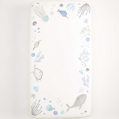 Stay Cool Sea 100% Organic Cotton Baby Crib Fitted Sheet