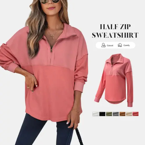 SHEWIN 2025 Women's Fall Clothing Oversized Waffle Knit Half | Black Friday Sale TikTok Shop