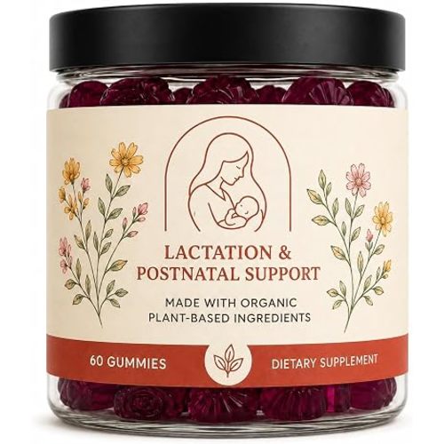 Lactation Support Gummies for Breastfeeding Moms,Lactation Supplement with Organic Moringa,Milk Thistle,DHA & Choline,Postnatal Daily Formula,Fenugreek Free,Vegan,Sugar Free,60 Count