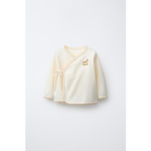 CROSS-STITCH EMBROIDERED HORSE POINTELLE T-SHIRT - Light ecru | ZARA United States