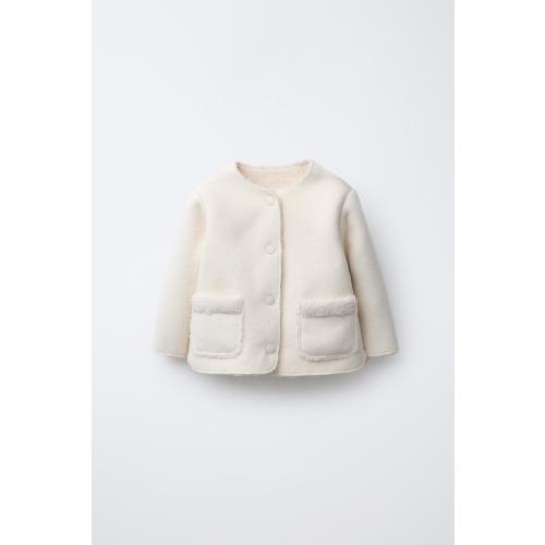 DOUBLE-FACED FLEECE JACKET - Ecru 9-12 months | ZARA United States