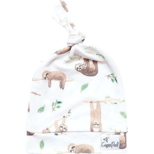 Copper Pearl Baby Beanie Hat Top Knot Stretchy Soft Noah