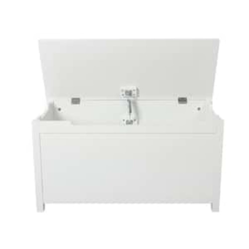 White Wooden Storage Organizing Kids Toy Box/Bench/Chest with Safety Hinged Lid for Ages 3+ Children