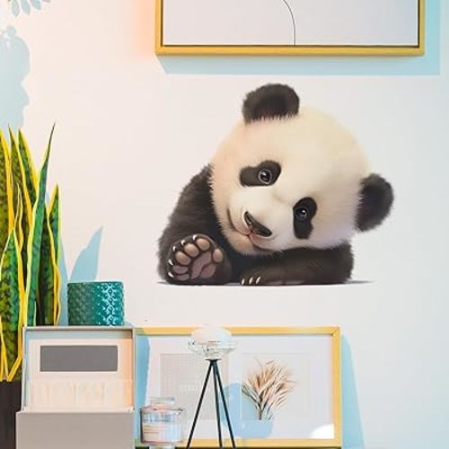 Baby Panda Wall Decals Chinese Wildlife Animal Removable Wall Stickers for Kids Girls Baby Nursery Decor Peel and Stick Wall Art for Bedroom and Playroom