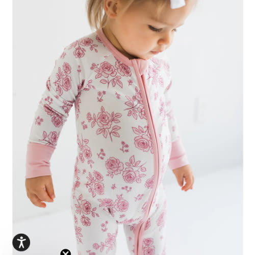 Blush Rose Garden Zipper Romper – In My Jammers