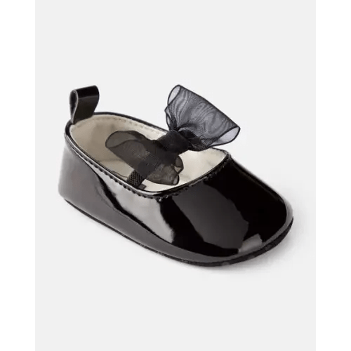 Baby Girl Bow Shiny Mary Jane Dress Shoes - Black | Carter's