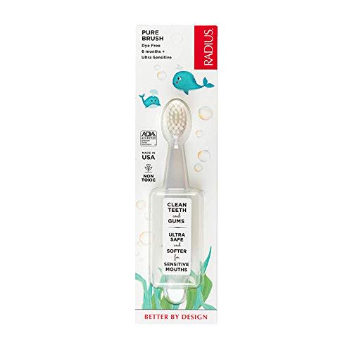 RADIUS Children's Toothbrush Pure Brush Ultra Soft BPA Free ADA Accepted Designed for Delicate Teeth for Kids 6 Months and Up - Clear - Pack of 1