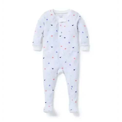 Baby White Sea Friends Stripe Baby Organic Cotton Sea Friends Footed Pajama by Janie and Jack