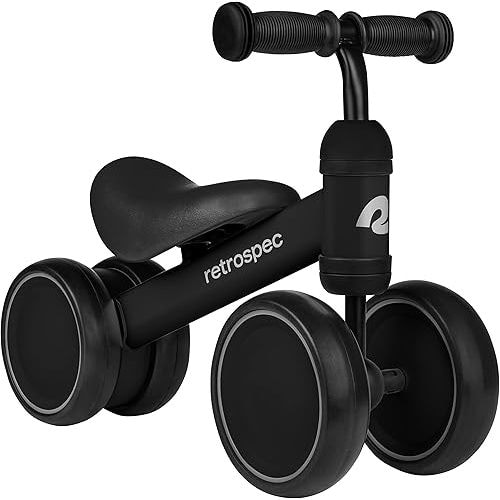 Retrospec Cricket Baby Walker Balance Bike with 4 Wheels for Ages 12-24 Months - Baby Toys & Toddler Toys for 1 Year Olds - Ride On Bicycle - Boys & Girls
