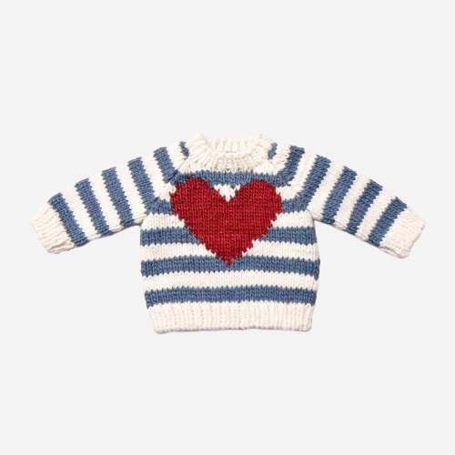 Stripe Big Heart Sweater