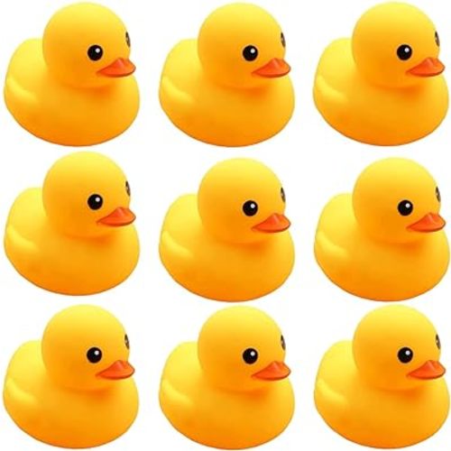 Yellow Rubber Ducks, 10pcs Preschool Bath Toys Bathtub Floating Squeaky Duckies Gift for Baby Shower Infants Kids Toddler Party Decoration