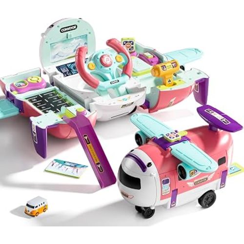 Airplane Toy for Toddlers 3-5, Steering Wheel Pretend Play Plane Toy