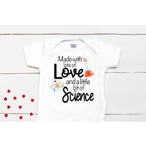 Made with lots of Love and a little bit of Science  - IVF  - Pregnancy Announcement - Take Home Outfit - Baby Shower Gift