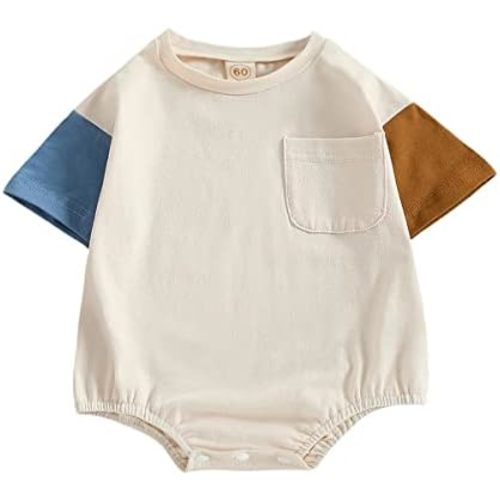 Twopumpkin Baby Bubble Romper Boy Oversized Bodysuit Retro Rompers Short Sleeve Shirts Summer Clothes Cute Outfits