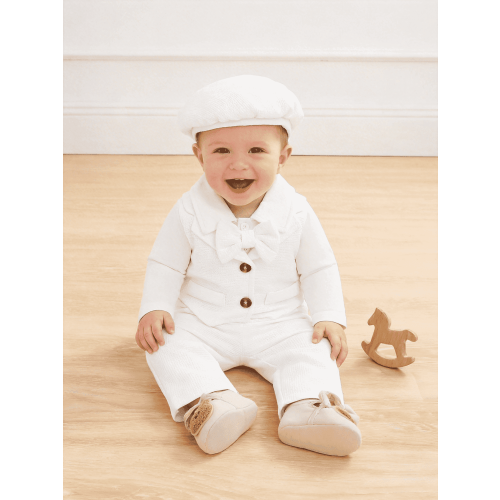 PureChapter Baby Boy Baptism Outfit - Adorable Long Sleeve Bodysuits with Pants and Hat 3-Piece for Christening,Gift