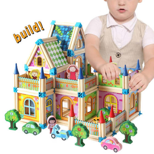 Wooden Building Blocks Castle - Little Learners Toys