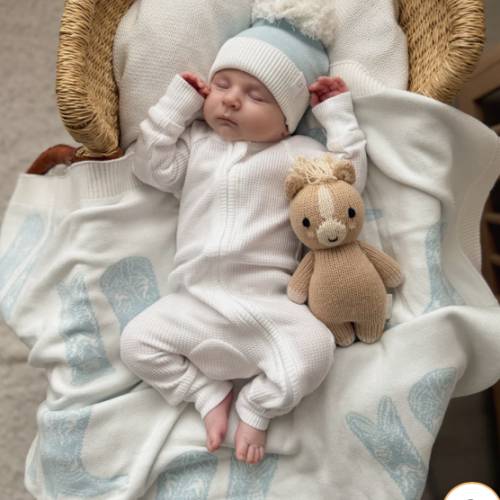 Knit Blanket | Sky Blue Cowboy Boots – Little and Fern