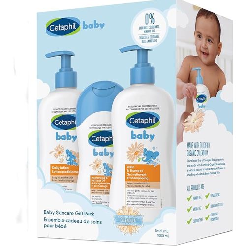 Cetaphil Baby Gift Pack - Baby Skincare Essentials - Paraben, Colourant and Mineral Oil Free, 3 Count (Pack of 1)