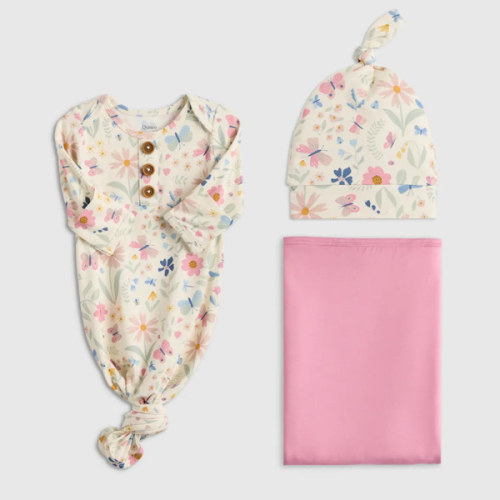 Bamboo Gown, Hat & Swaddle Set in Sunshine