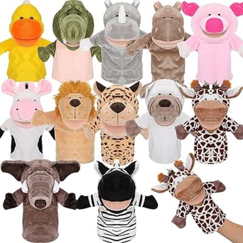 Wettarn 12 Pcs Animal Puppets Set Working Mouth for Kids, Cute Style