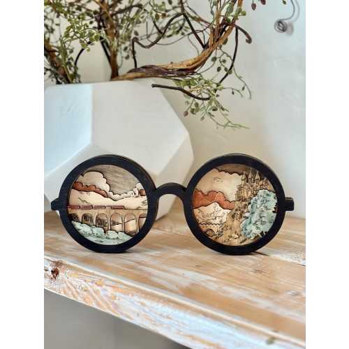 wizard glasses decoration- wood glasses - book decoration- wizard glasses