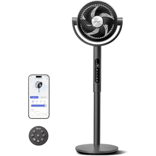 Levoit Smart Standing Fan for Bedroom, 120°+90° Oscillating Fan, 20dB Quiet