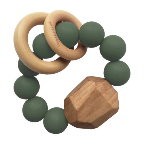Hayes Silicone + Wood Teether, Kale - Teethers & Rattles - Maisonette