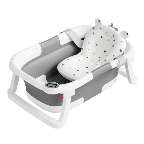 Collapsible Baby Bathtub,Baby Bath Tub with Soft Cushion & Thermometer,Baby Bathtub Newborn to Toddler 0-36 Months,Portable Travel Baby Tub