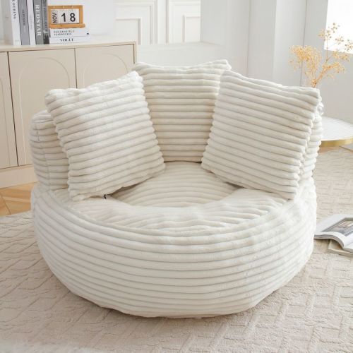 Lazy Bean Bag Sofa with 3 Pillows, Oversized High Back Lounge Chair for Adults & Kids, Corduroy Floor Couch for Gaming, Reading & Bedroom