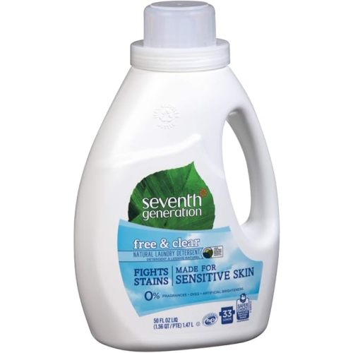 Seventh Generation Liquid Laundry Detergent Biodegradable Free & Clear Washing Detergent 50 oz