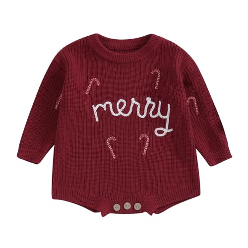 woshilaocai Baby Boy Girl Sweater Oversized Long Sleeve Romper Warm Crewneck Bodysuit Knitted Winter Clothes