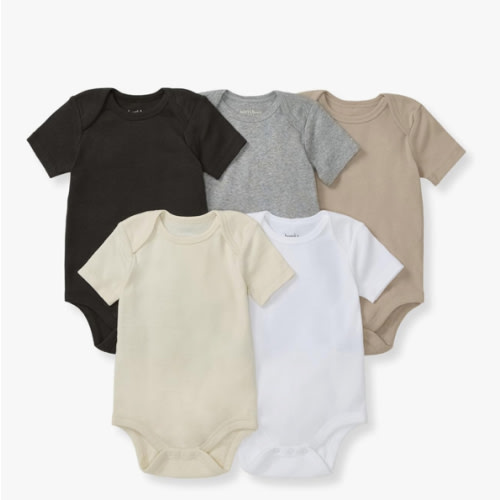 Burt's Bees Baby Organic Cotton Bodysuits – Baby Boy & Girl Short and Long Sleeve One-Pieces, 5-Pack