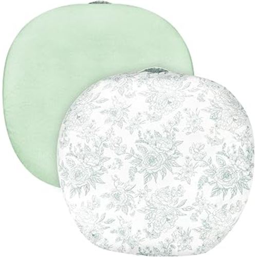 Baby Lounger Cover 1 Pack, Double-Sided Removable Lounger Covers for Infant, Stretchy and Soft Reversible Lounger Slipcover for Baby Girls Boys Newborn, Green Flower (Cover Only)