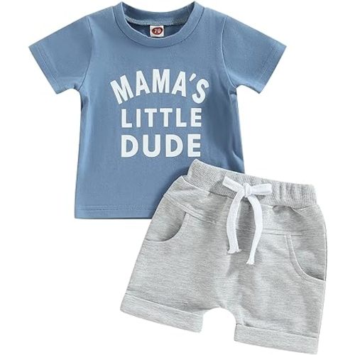 BemeyourBBs Toddler Baby Boy Summer Clothes Funny Letter T Shirt Elastic Waist Pockets Shorts Set 2 Piece Outfit
