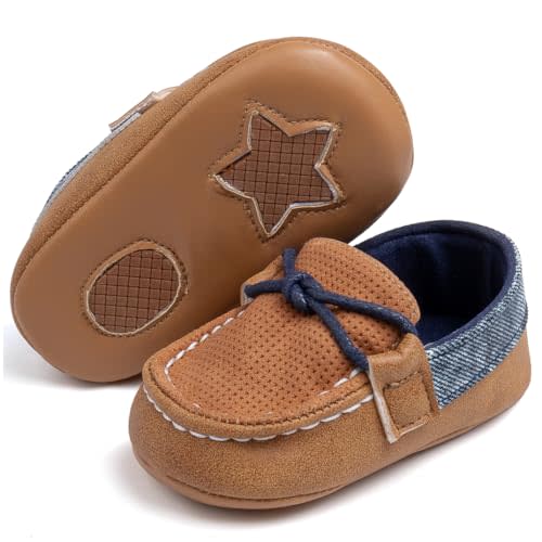 Moceen Infant Baby Boys Loafers Soft Sole PU Leather Toddler Moccasins Girls First Walking Crib Dress Shoes