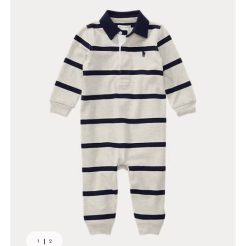 Baby Boys' Striped Cotton Rugby Coverall | Ralph Lauren