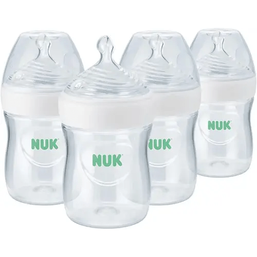 NUK Simply Natural Baby Bottle with SafeTemp, 5 oz, 4 Count