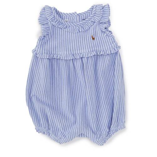 Ralph Lauren Baby Girls 3-24 Months Sleeveless Striped Knit Oxford Romper