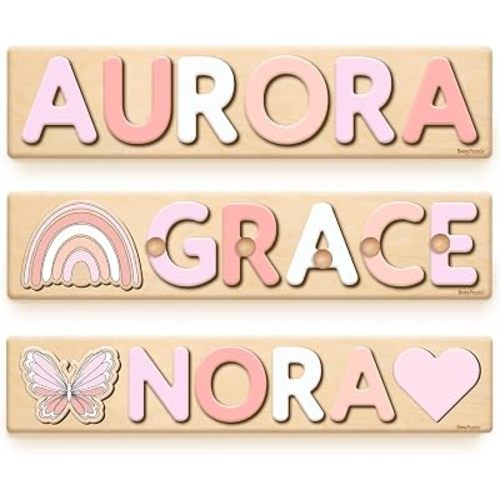 Personalized Name Puzzle Montessori Toys Nursery Decor Customized Puzzle Educational Toy for a 1 Year Old Gifts Kids Name Sign for Nursery Easter Present for Baby