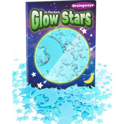 201 Pcs Glow in The Dark Stars Stickers for Ceiling Bedroom, Stocking Stuffers for Kids Ages 3-5, 4-8, 8-12, Boys Girls Room Decor Wall Stickers Stocking Stuffers for Toddler-Blue