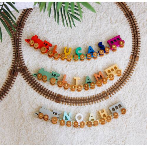 Personalized Trains For Kids Wooden Toys For Toddlers Birthday Boy Gift 1 2 3 Year Old Custom Baby Gift Train Name With Magnets Newborn Gift