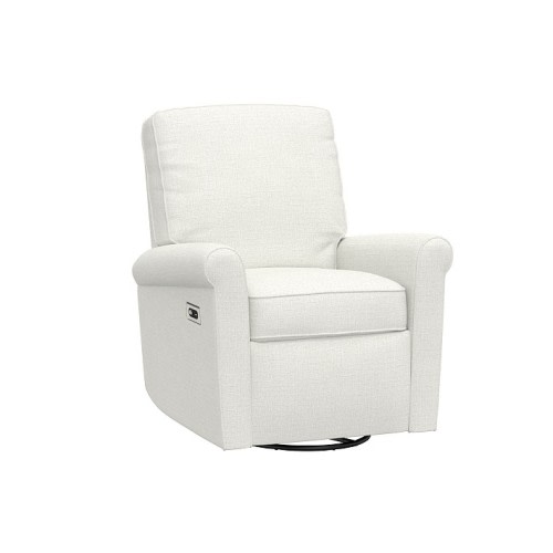 Comfort Small Space Power Recliner Performance Basketweave Slub Ivory