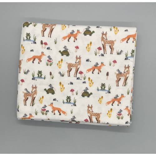 Flannel Fitted Crib, Forest Animals, Animals,  Baby  Girl or Boy Sheet,  Wild Animals Sheet Print, Deers, Turtles, Woodland Animals, Foxess