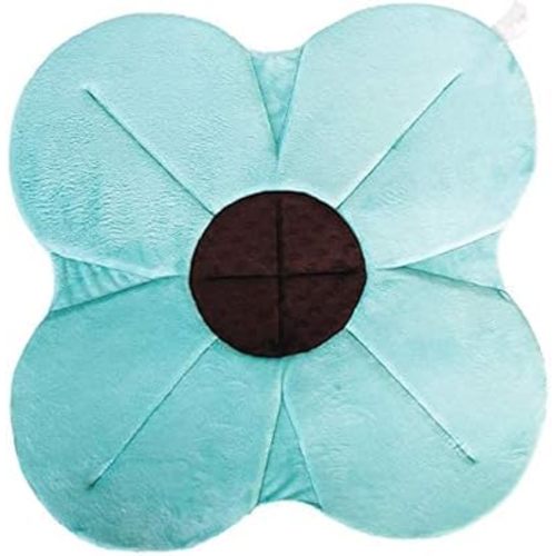 Blooming Bath Poppy Flower Bath Mat - Sink Bathtub Cushion for Baby - Plush Minky Fabric for Newborn to 6 Months - Washer-Safe Infant Newborn Essentials - Baby Shower Gifts for New Mom (Seafoam/Brown)