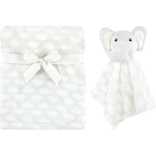 Hudson Baby Manta unisex de felpa para bebé con manta de seguridad, nube de elefante, talla única