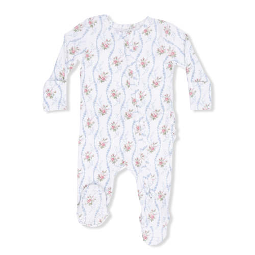 2-Way Zip Ruffle Footie, Heirloom Rose Stripe