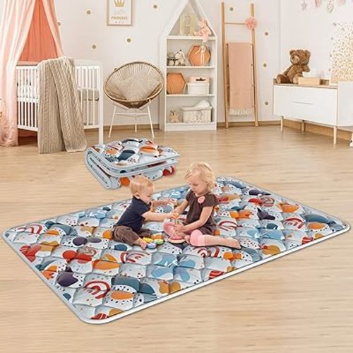 74" × 50“ Baby Play Mat for Playpen, Baby Playmat for Floor, Thick Ultra Soft Play Mat for Babies and Toddlers Infants Playing or Crawling, Grey